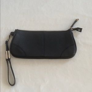 Talbots Black leather wristlet / clutch
